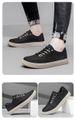 Men's Round Head Board Shoes Cowhide Surface Breathable Casual White Shoes Thick Sole Low Top Sports Men's Shoes_vogvips.com