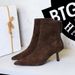 1895-1 Vintage Suede Pointed Toe Slim Thin Heel Mid-Heel Versatile Fashion Back Zipper Ankle Boots For Women_vogvips.com