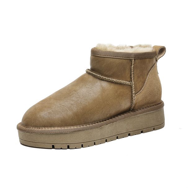 Women's Shoes Sheepskin Fur Thick Soled Snow Boots Women's Short Tube Waterproof Winter New Warm Plus Velvet Winter Cotton Shoes_vogvips.com