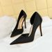 3165-8 Fashionable And Minimalist Super Fine Satin Shallow Mouth Pointed Side Hollow High Heel Women's Shoes Single Shoe_vogvips.com