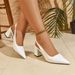 Women's Stylish Versatile Pointed Toe High Heels Chunky Heels Retro Chic Low Cut Single Shoes New Summer Style_vogvips.com