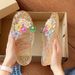 Fashionable Jelly For Women, Korean Style, Open-toed Shoes With Floral Accessories, Flat Half-slippers, Crystal_vogvips.com