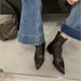 2025 Autumn Winter New Sheepskin Pointed Toe Stretch Back Zipper Short Thick Heel French Fashion Slim Boots Women_vogvips.com