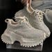 Women Rhinestone Covered Platform Sneakers, Sparkly Bling Lace‑Up Chunky Trainers, Non‑Slip Lug Sole Fashion Shoes For Party Club Street Daily Outfit_vogvips.com