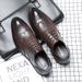 Men's Brogue British Business Formal Wedding Groom Height Increasing Leather Shoes Youth Carved Pointed Toe Lace-up_vogvips.com