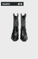 Zhao Lusi Same Style 2025 Summer New Melad Pile Western Cowboy Genuine Leather Pointed Toe Short Boots_vogvips.com