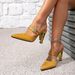 Women's Gold High-heeled Sandals Square Buckle Decoration Simple Pointy Shaped Heel Shoes_vogvips.com