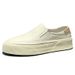 Pure White Men's Spring New Thick-Soled Sneakers Genuine Breathable Slip-On Lazy Loafers Casual Leather Shoes_vogvips.com