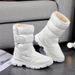 Parent-Child Boys And Girls White Snow Boots Simple Camouflage Skiing Travel Thickened Waterproof Non-Slip Cross-Border_vogvips.com