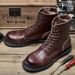 European Warm Series Autumn Winter Vintage Handmade Steel Toe Martin Men Amekaji Genuine Leather High Top Boots_vogvips.com