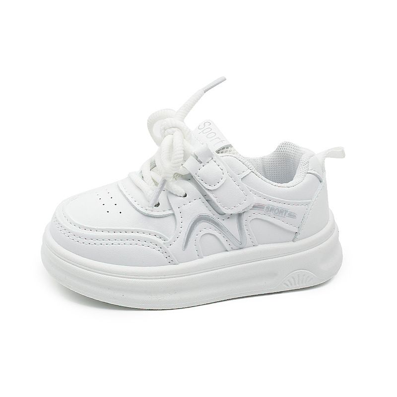 Kids Ultralight School Shoes Boys' Sneakers Girls' Baby Velcro Board Shoes Preppy White Shoes_vogvips.com