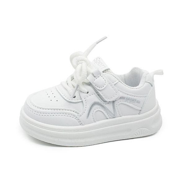 Kids Ultralight School Shoes Boys' Sneakers Girls' Baby Velcro Board Shoes Preppy White Shoes_vogvips.com