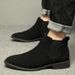 Extra Large Size Men's Breathable Wind Pointed Fur Short Boots High Top Leather Shoes Height Increasing Medium Top Martin Boots_vogvips.com