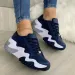 Womens Black White Wavy Chunky Platform Sneakers Non Slip Lace Up Casual Street Shoes_vogvips.com