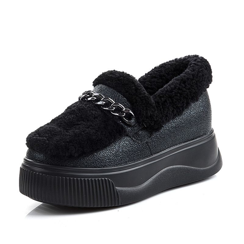 Women's Shoes Warm Inner Height Increase Thick Sole Waterproof Snow Boots Genuine Leather And Fur Women's Cotton Shoes Winter Sports Shoes_vogvips.com