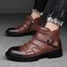 Handmade Punk Motorcycle Boots Men's Leather Leather Boots Wind Martin Boots Tooling Short Boots_vogvips.com