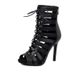 European And American Style Thin-heeled Lace-up Black Jazz Dance Peep-toe Sandals, Summer Open-toe Sexy High-heeled_vogvips.com