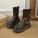Platform Melad Mid-Calf Short For Women 2025 Autumn Winter New British Style Brown Chunky Heel Two-Way Martin Boots_vogvips.com