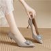 Light Luxury Gold Women's Comfortable And Non-tiring, With Rhinestone Stiletto Heels, 2026 Early Spring Single Shoes,_vogvips.com