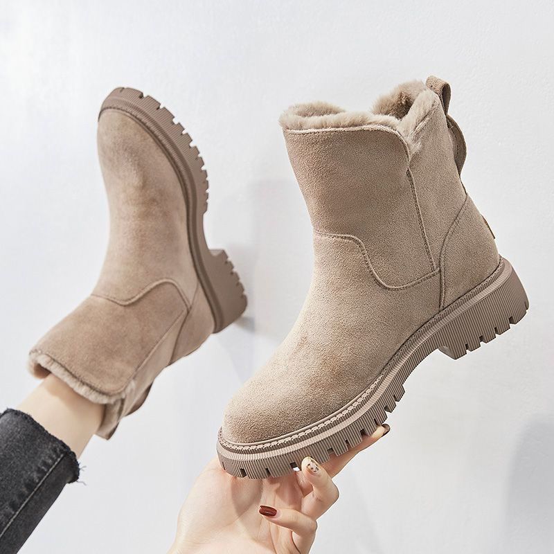 Women's High-Top Winter Snow Boots With Side Zipper & Faux Fur Lining, Warm Slip-Resistant Casual Boots For Cold Weather Short Boots_vogvips.com