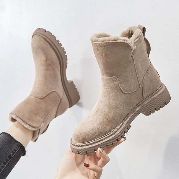 Women's High-Top Winter Snow Boots With Side Zipper & Faux Fur Lining, Warm Slip-Resistant Casual Boots For Cold Weather Short Boots_vogvips.com