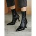 Super Soft~French Style Sexy Pointed Toe Small Stretch Slim Short Cat High Heel And Bare Thin Single Boots For Women_vogvips.com