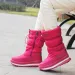 White Women Winter Shoes Warm Plush Mid-calf Waterproof Rubber Non-slip Platform Snow Boots Female Plus Size 42_vogvips.com