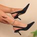 Korean Style Fashion Simple Easy-to-Match Satin Women's High Heel Sandals 2024 Summer New Shallow Mouth Pointed Toe Back_vogvips.com
