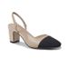 In-stock Foreign Trade Cross-border French-style Chunky Heel High-heeled Color-blocked Backless Closed-toe Sandals,_vogvips.com