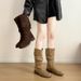 Short Thick Heel Mid-Calf Slouch Women's Summer 2025 New Autumn Melad Western Cowboy Martin Boots_vogvips.com