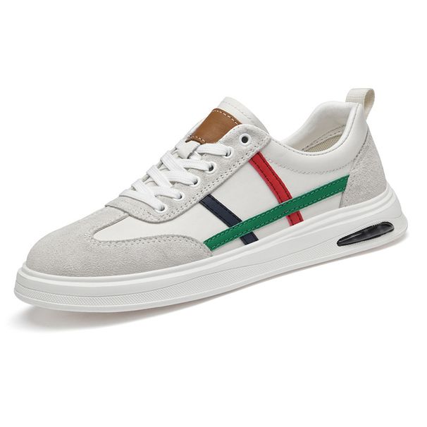 Men's Leather Round Head Sports Casual Shoes Board Shoes Student Running Shoes Boys White Shoes_vogvips.com