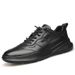 Euro Step Fleece-Lined Autumn Winter New Leather Casual Sneakers Korean Style Men's Trendy White Shoes 1605_vogvips.com