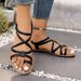 Plus Size Women's Braided Flat Sandals Comfortable Open-Toe Casual Beach Shoes Beach Flat Sandals With Toe Covers For Women, Export Shoes_vogvips.com