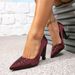 Women's Burgundy High Heels Pointy Abnormals With Sexy Four Season High Heels Women's Shoes Muller Shoes_vogvips.com