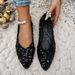 Women's Sequins 2025 Pointed Shallow Mouth Single Shoe Flat Bottom Casual Women's Shoes Big Size Bright Color Highlights_vogvips.com