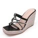 Women's Summer Square-Toed Wedge Sandals With Rhinestones, Cross-Strap High-Heeled Thick-Soled Straw Rope_vogvips.com