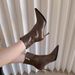 ShoeVault Pointed Toe High Martin Short For Women 2024 New Style Fleece-Lined Elegant Soft Slim Bare Thin Heel Retro Leather Boots_vogvips.com