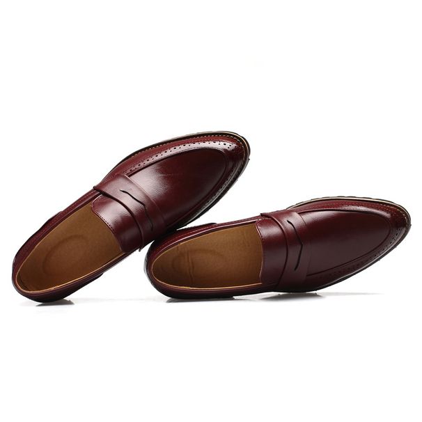 Men's Shoes Spring New All Match Red Leather Shoes Men's Casual British Style Slip On Leather Shoes_vogvips.com