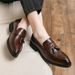 Wedding Small Loafers Casual Leather Business Men's Shoes Size Style Korean British Trendy Slip-On_vogvips.com