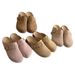 Cowhide Version Lazy Style Genuine Leather Round Toed Buckle Versatile Lazy Half Slip Shoes For Women_vogvips.com