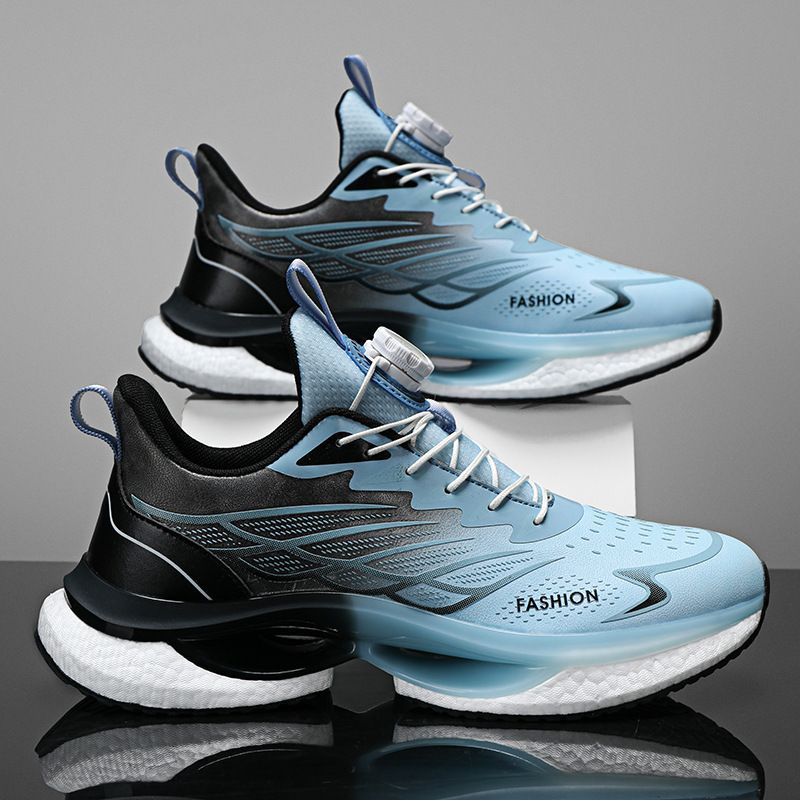 New Rotating Button For Men's Summer, Breathable Thick Soled Popcorn Cushioned Running Shoes_vogvips.com