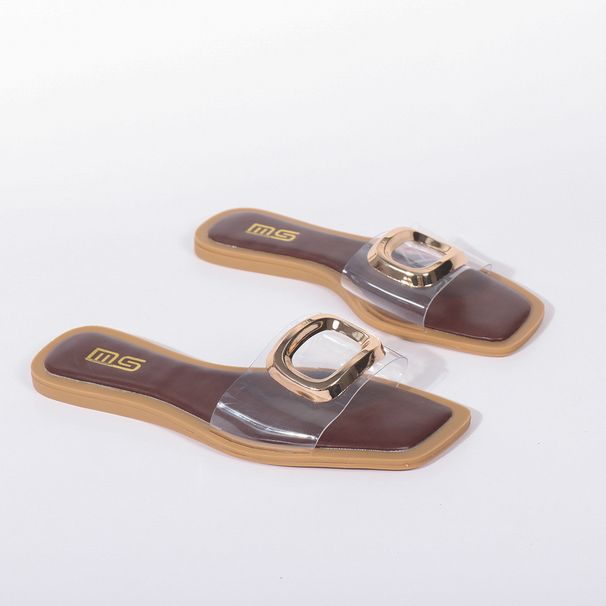 Women's Shoes Flat Fashion Sandals, Feminine Summer Wear, Chunky Heel, Waterproof Platform, Elegant Transparent Slippers For Women._vogvips.com