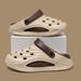 2025 New Summer Men's Cave Shoes Beach Outdoor Wearing, Stepping On Shit Feeling EVA Simple Sports Dual Purpose Slippers_vogvips.com