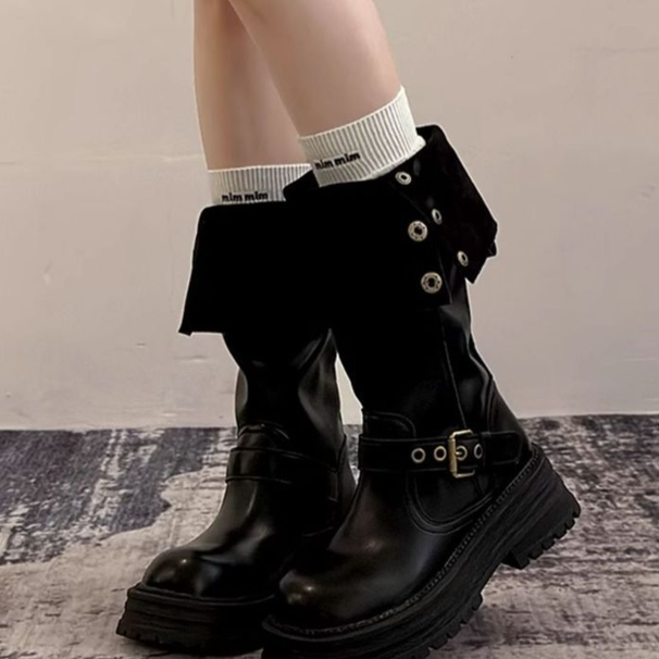 Fashionable Chunky Heel Slimming Long For Women, 2025 Autumn New Vintage Versatile Over-the-Knee Boots, Thick-Soled_vogvips.com