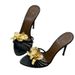 Spring/Summer Ultra High Heel Sandals - Metallic Flower Stiletto Open-Toe Mules For Women, Elegant & Sexy_vogvips.com
