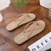 Men's Fashionable Trendy Simple Flip Flops Summer Style Faux Straw Woven Beach Casual Slippers_vogvips.com
