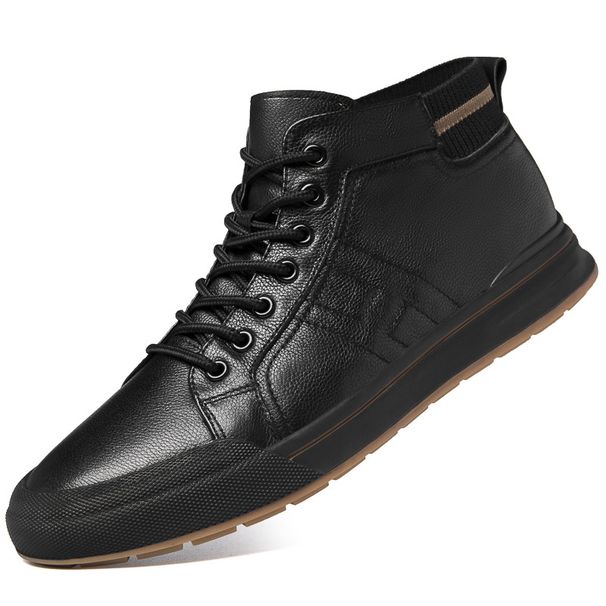Invisible Mid-top Heightening Shoes Men's Breathable British Style Soft Sole Inner Heightening Men's Shoes Sports And Leisure Board Shoes_vogvips.com