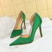 3165-8 Fashionable And Minimalist Super Fine Satin Shallow Mouth Pointed Side Hollow High Heel Women's Shoes Single Shoe_vogvips.com
