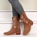 New Martin Shoes Fashionable Thick Heel Pointed Plus Size Embroidered Women's Boots_vogvips.com
