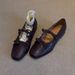 In Stock~ Genuine Leather French Ballet For Women, Soft Sole, Matched With Dress, Vintage Mary Jane , Bowknot Flat_vogvips.com